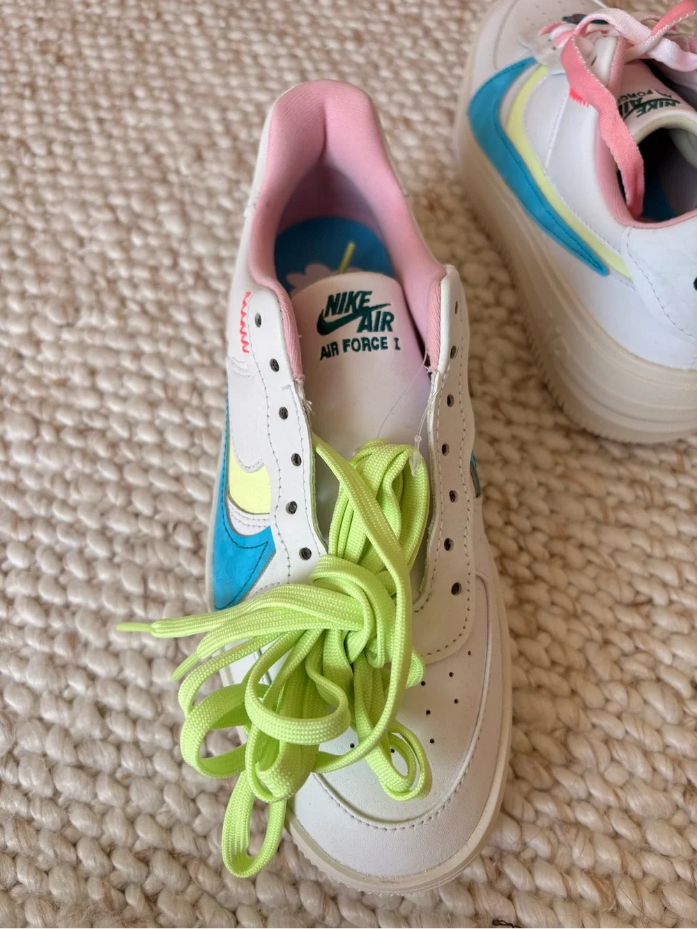 Nike Air Force 1 Low - White with Pink & Blue Accents